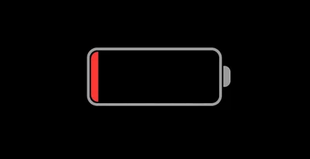Battery icon showing low charge